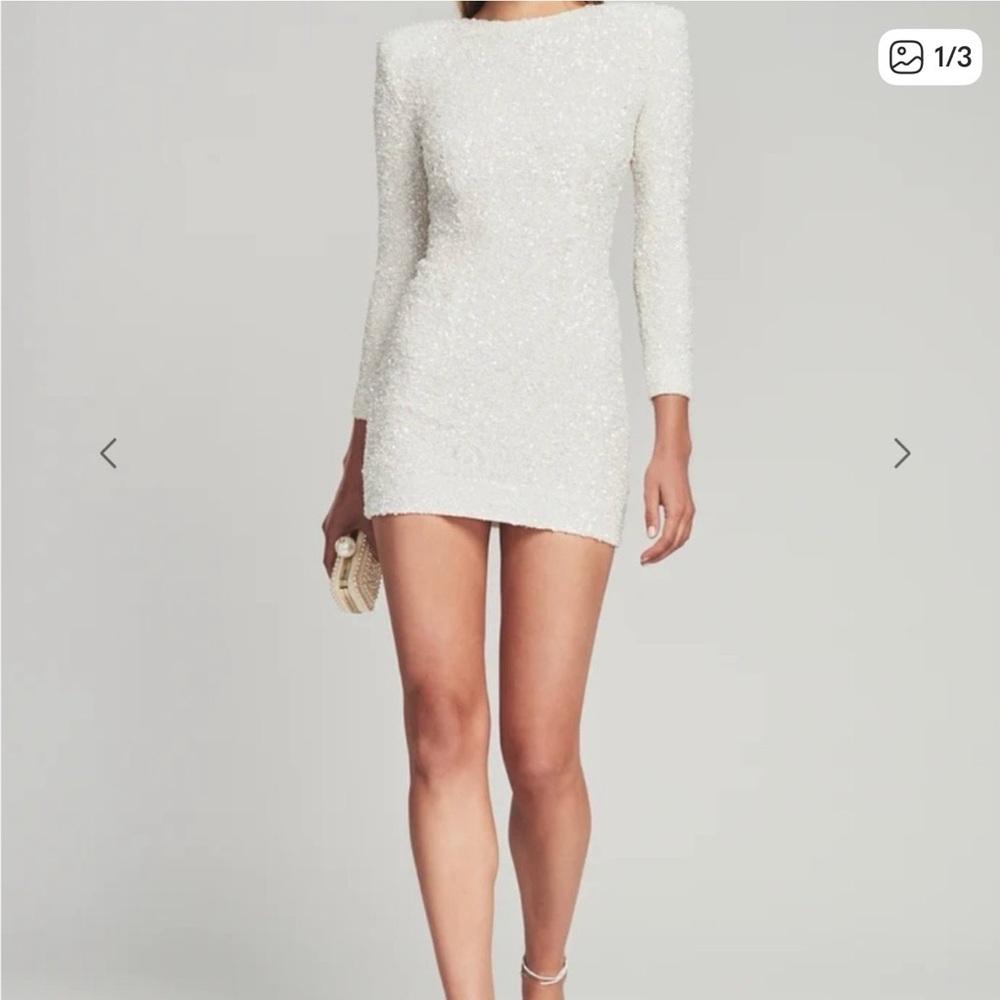 Retrofête Nikki White Long Sleeve Dress. Small.